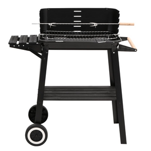 vidaXL Charcoal BBQ Grill with Wheels Black Steel