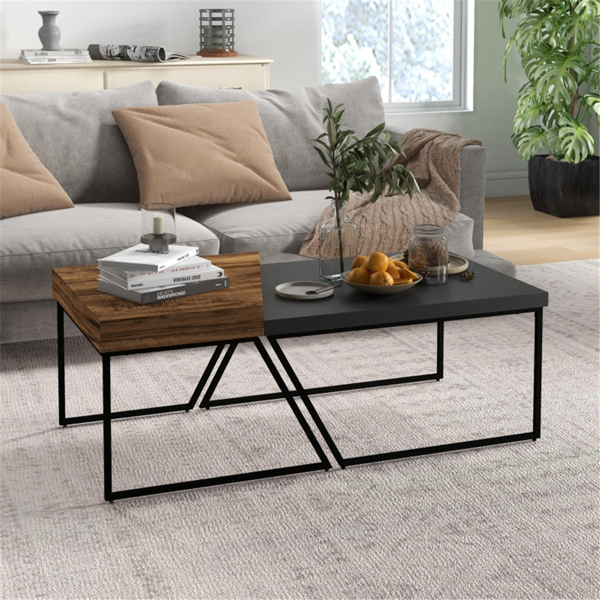 Set of 2 Industrial-Style Coffee Tables