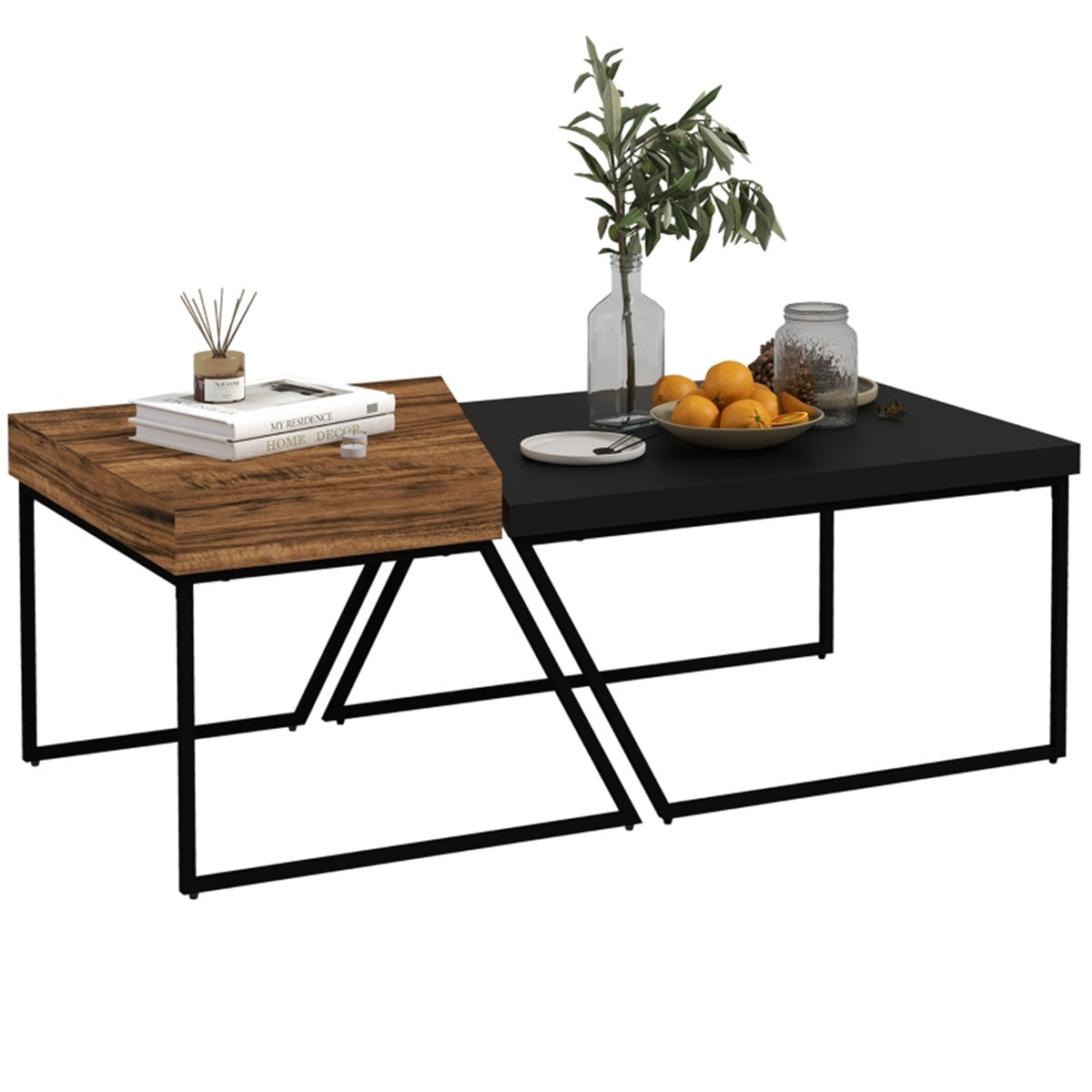 Set of 2 Industrial-Style Coffee Tables