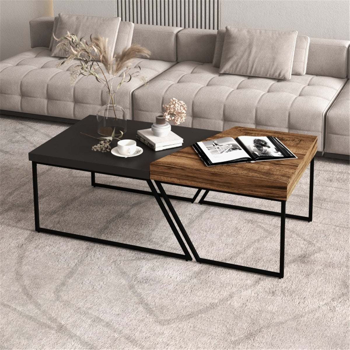 Set of 2 Industrial-Style Coffee Tables