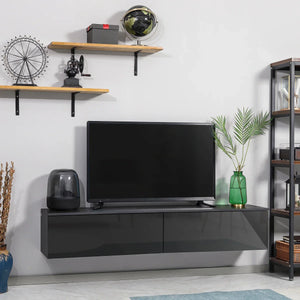 Floating TV Unit Stand, Wall Mount Media Console with Storage Cupboards - Bert Joseph 