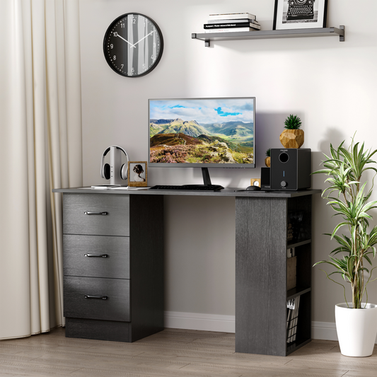 120cm Computer Desk Writing Shelf & Drawers Black - Bert Joseph 