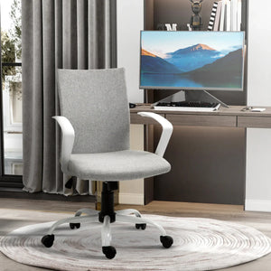 Office Chair Linen Swivel Computer Desk Chair Home Study Task Chair, Light Grey - Bert Joseph 