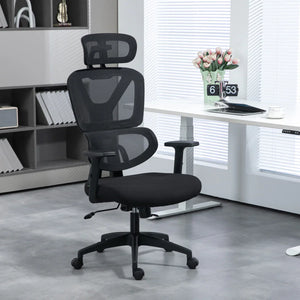 Vinsetto Mesh Office Chair Swivel Desk Chair w/ Adjustable Height Headrest Black - Bert Joseph 