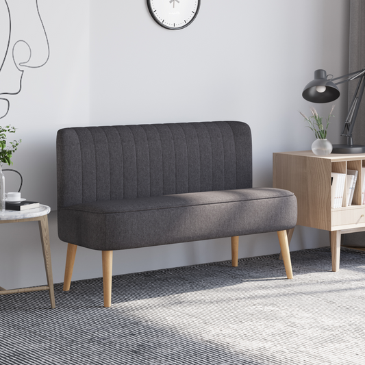 Modern Double Seat Sofa Loveseat Couch Padded Linen Wood Legs, Dark Grey - Bert Joseph 