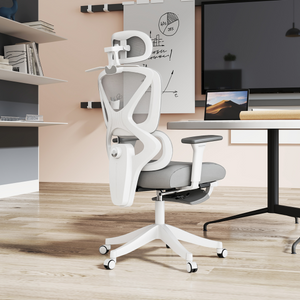 HOMCOM Ergonomic Office Chair, Recliner Computer Chair with Footrest, Grey