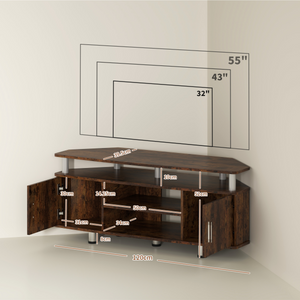 HOMCOM TV Unit Cabinet with Storage Shelves Entertainment Center Rustic Brown