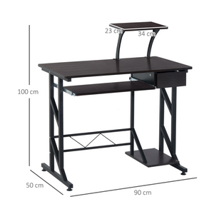 Computer Desk Quality Office Home PC Shelf Tray Wood Station Dark Brown HOMCOM