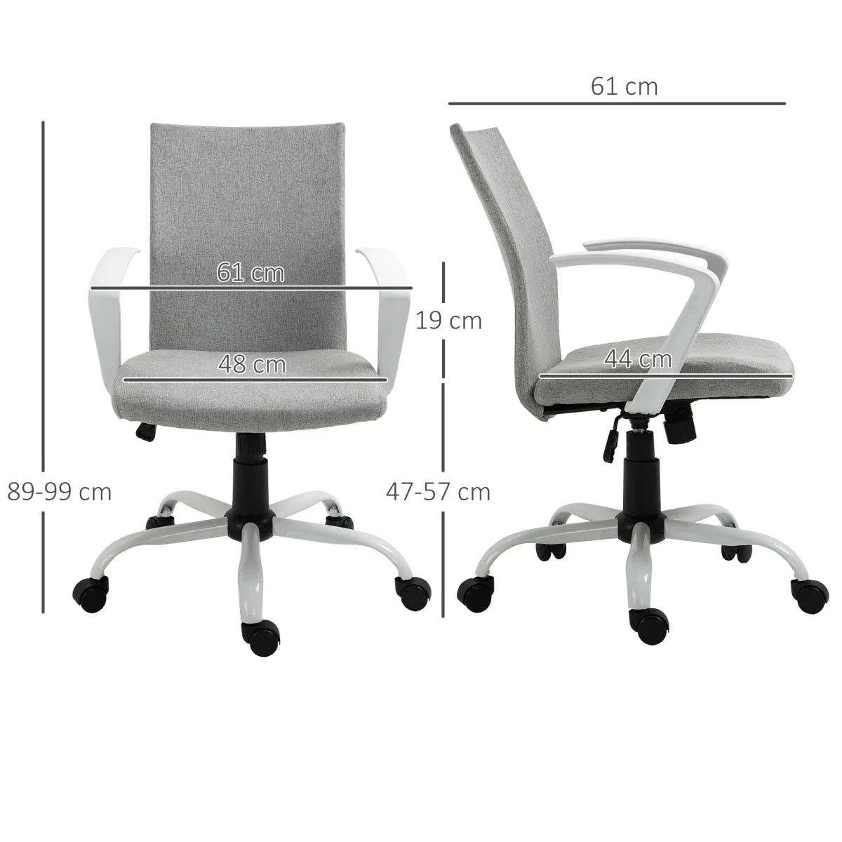 Office Chair Linen Swivel Computer Desk Chair Home Study Task Chair, Light Grey - Bert Joseph 