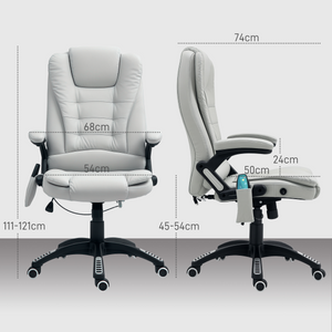 HOMCOM Heated Vibrating Massage Chair with Reclining Function, Light Grey