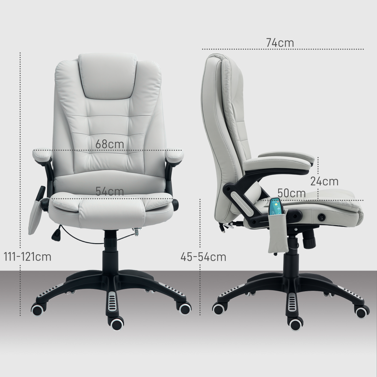 HOMCOM Heated Vibrating Massage Chair with Reclining Function, Light Grey