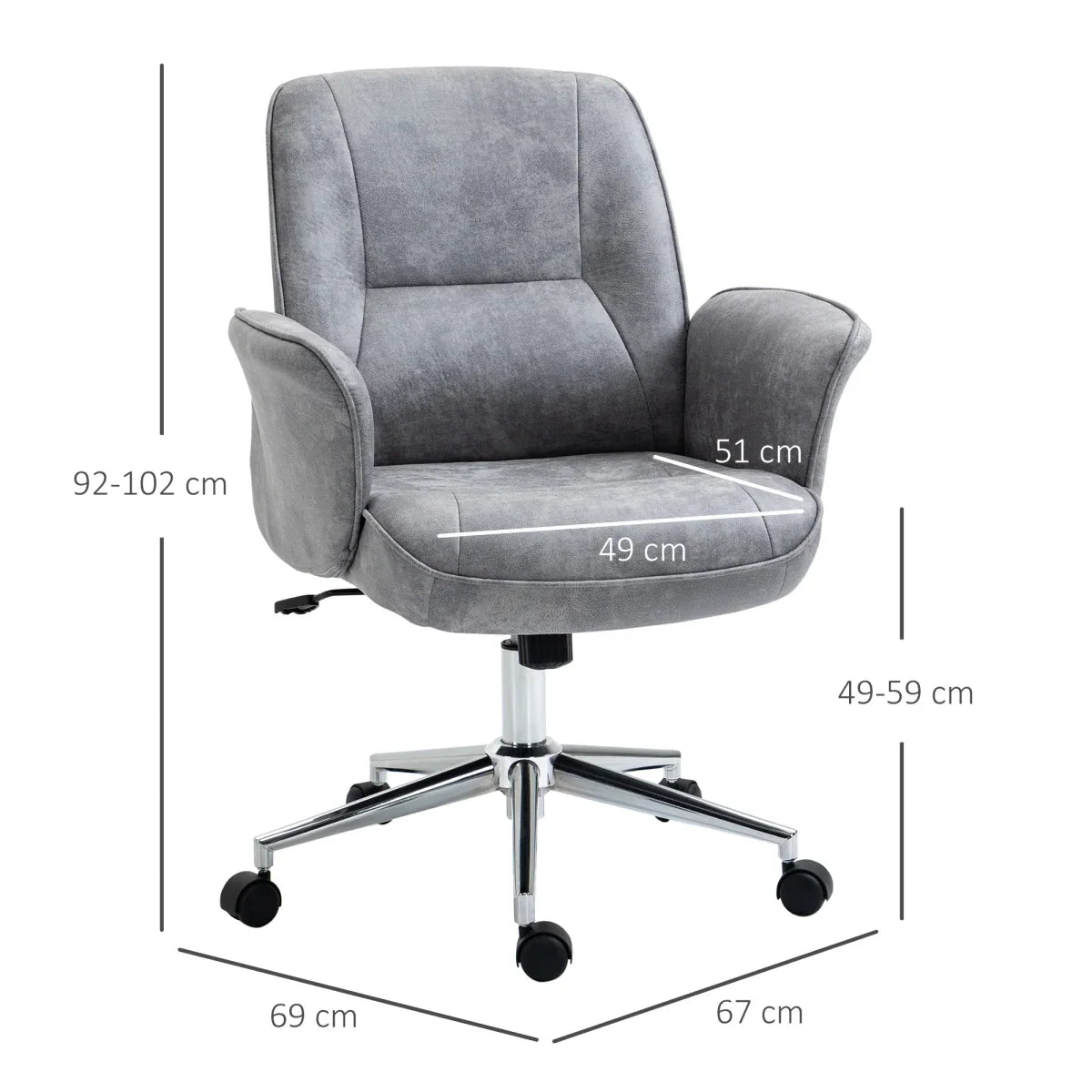 Swivel Computer Office Chair Mid Back Desk Chair for Home, Light Grey - Bert Joseph 