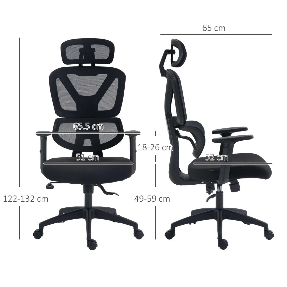 Vinsetto Mesh Office Chair Swivel Desk Chair w/ Adjustable Height Headrest Black - Bert Joseph 