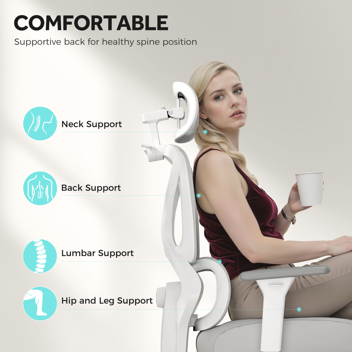 HOMCOM Ergonomic Office Chair, Recliner Computer Chair with Footrest, Grey