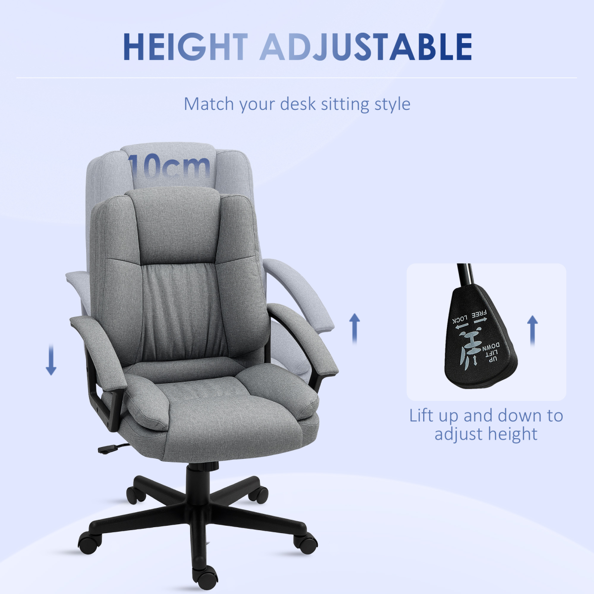 HOMCOM Swivel Executive Office Chair Mid Back Chair w/ Arm, Grey