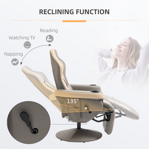 Manual Recliner Armchair PU Sofa Chair w/ Adjustable Leg Rest & 135� Reclining - Bert Joseph 