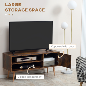 HOMCOM TV Unit Cabinet for TVs up to 55Inches with Cupboard Shelves, Brown