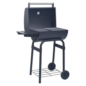 vidaXL Charcoal BBQ Grill Smoker with Bottom Shelf Black