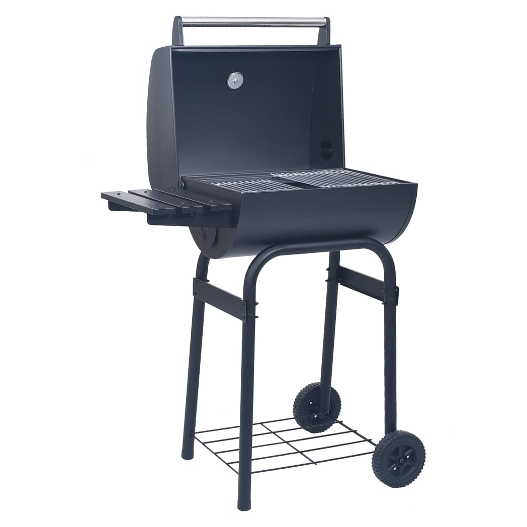 vidaXL Charcoal BBQ Grill Smoker with Bottom Shelf Black