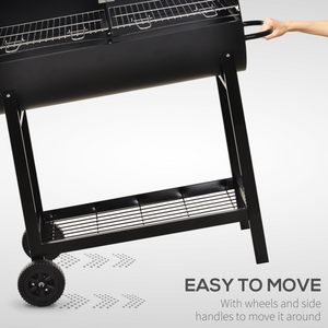 Outsunny Steel 2-Grill Charcoal BBQ w/ Wheels Black