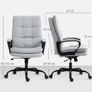 HOMCOM Fabric Office Chair, Computer Desk Chair for Home, Light Grey - Bert Joseph 