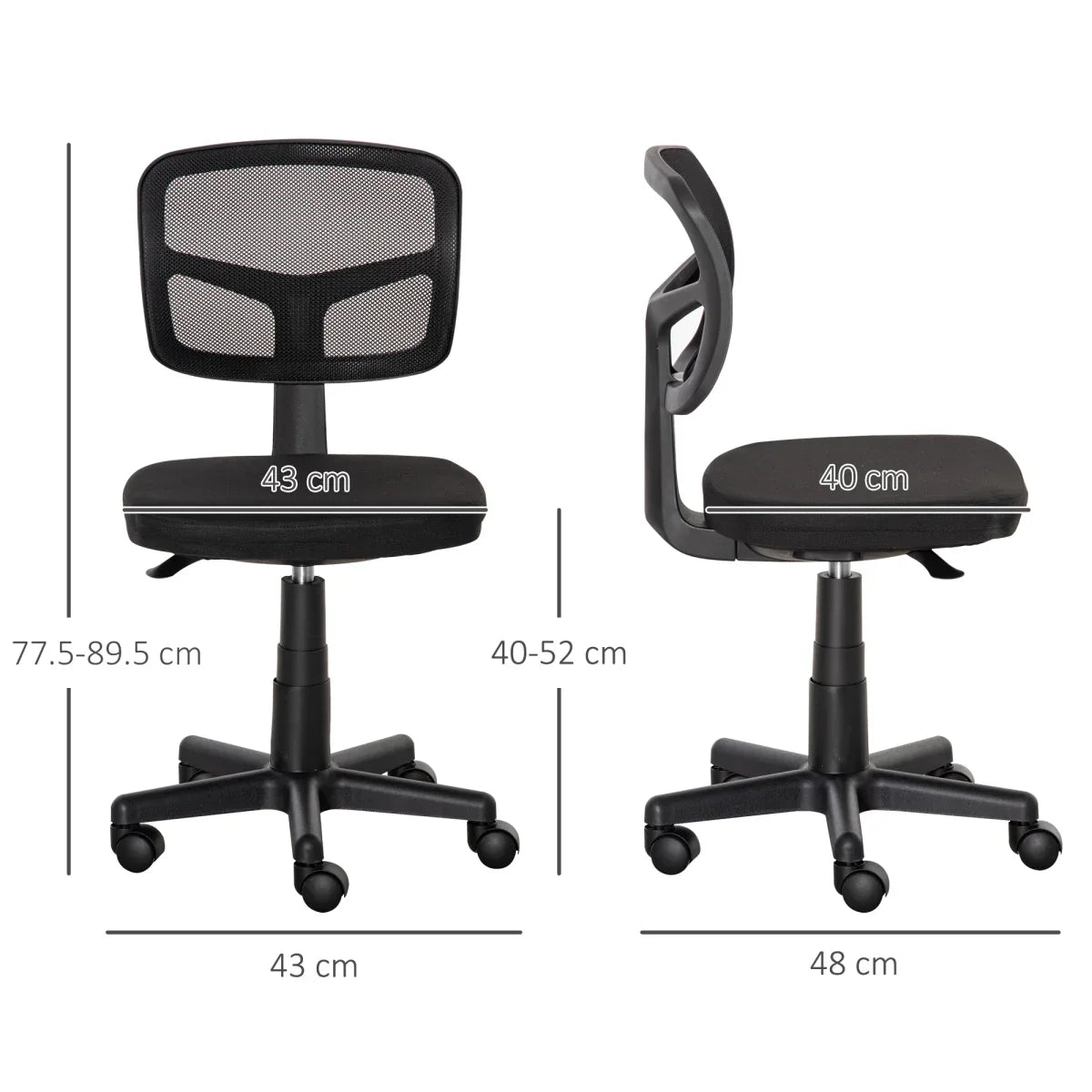 Vinsetto Small Office Chair without Arms, Ergonomic Swivel Mesh Desk Chair - Bert Joseph 