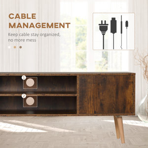 HOMCOM TV Unit Cabinet for TVs up to 55Inches with Cupboard Shelves, Brown