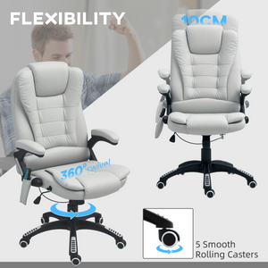 HOMCOM Heated Vibrating Massage Chair with Reclining Function, Light Grey