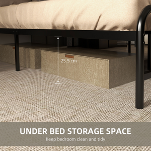 Double Bed Frame Steel Bed Base with Headboard 145 x 199cm Brown