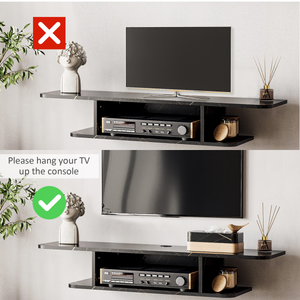 Floating TV Unit Stand Wall Mount Media Console with Storage Shelf, Black