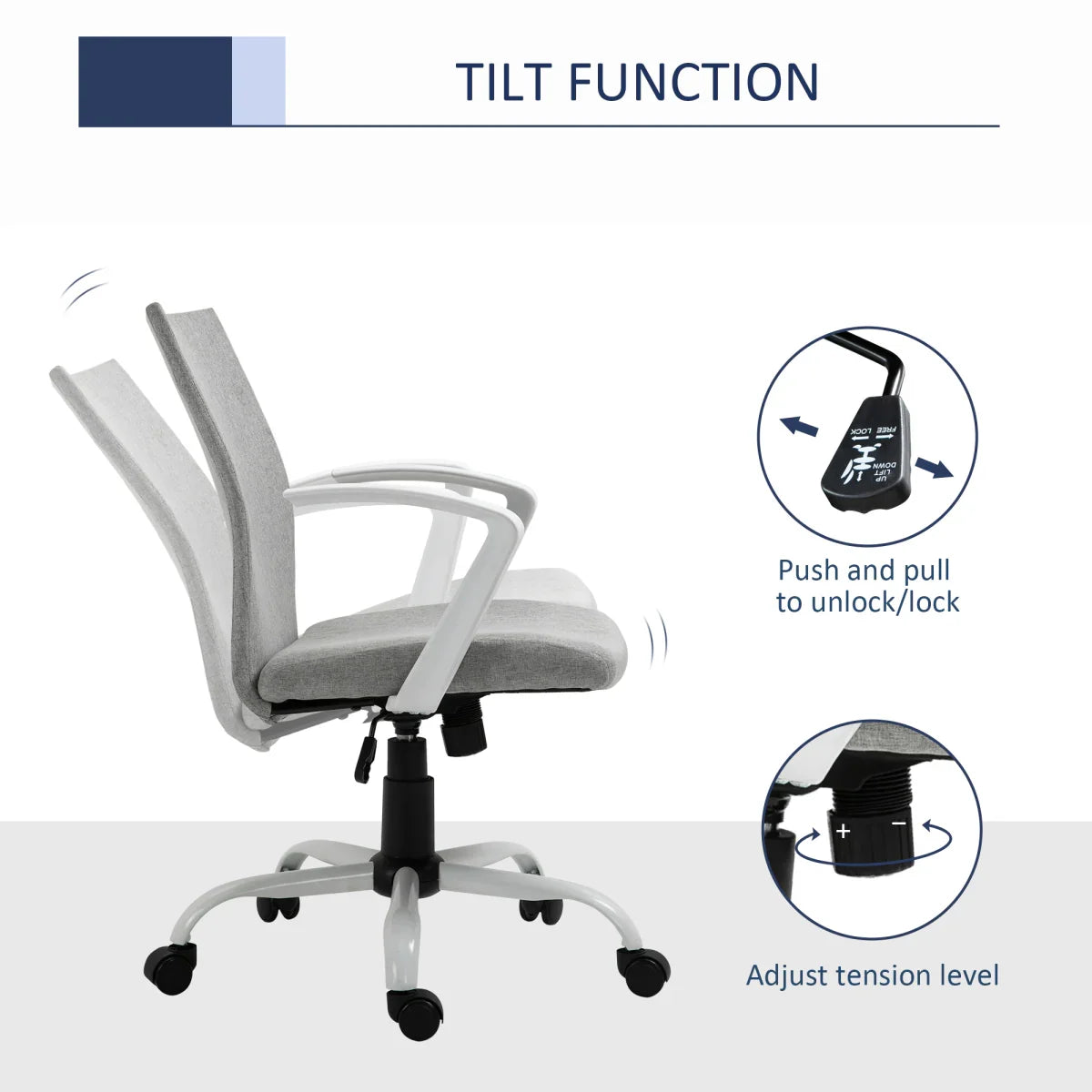 Office Chair Linen Swivel Computer Desk Chair Home Study Task Chair, Light Grey - Bert Joseph 