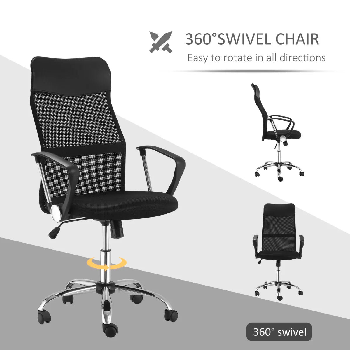 Executive Office Chair High Back Mesh Chair Seat Office Desk Chairs, Black - Bert Joseph 