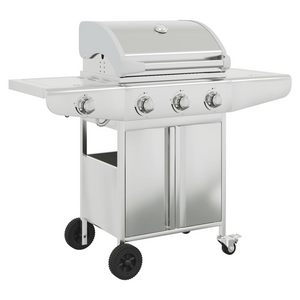 vidaXL Gas BBQ Grill with 4 Burners Silver Stainless Steel