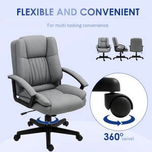 HOMCOM Swivel Executive Office Chair Mid Back Chair w/ Arm, Grey