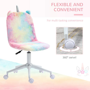 Vinsetto Fluffy Unicorn Office Chair w/ Swivel Wheel, Cute Desk Chair, Rainbow - Bert Joseph 