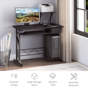 Computer Desk Quality Office Home PC Shelf Tray Wood Station Dark Brown HOMCOM