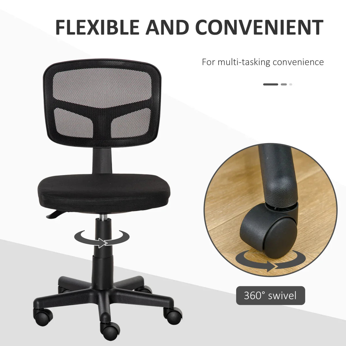 Vinsetto Small Office Chair without Arms, Ergonomic Swivel Mesh Desk Chair - Bert Joseph 