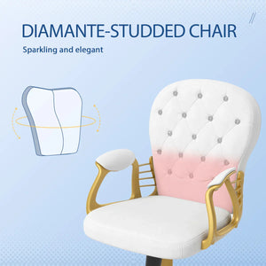 Vinsetto Home Office Chair Button Tufted Desk Chair with Swivel Wheels White - Bert Joseph 