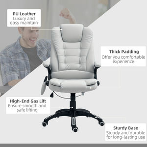 HOMCOM Heated Vibrating Massage Chair with Reclining Function, Light Grey