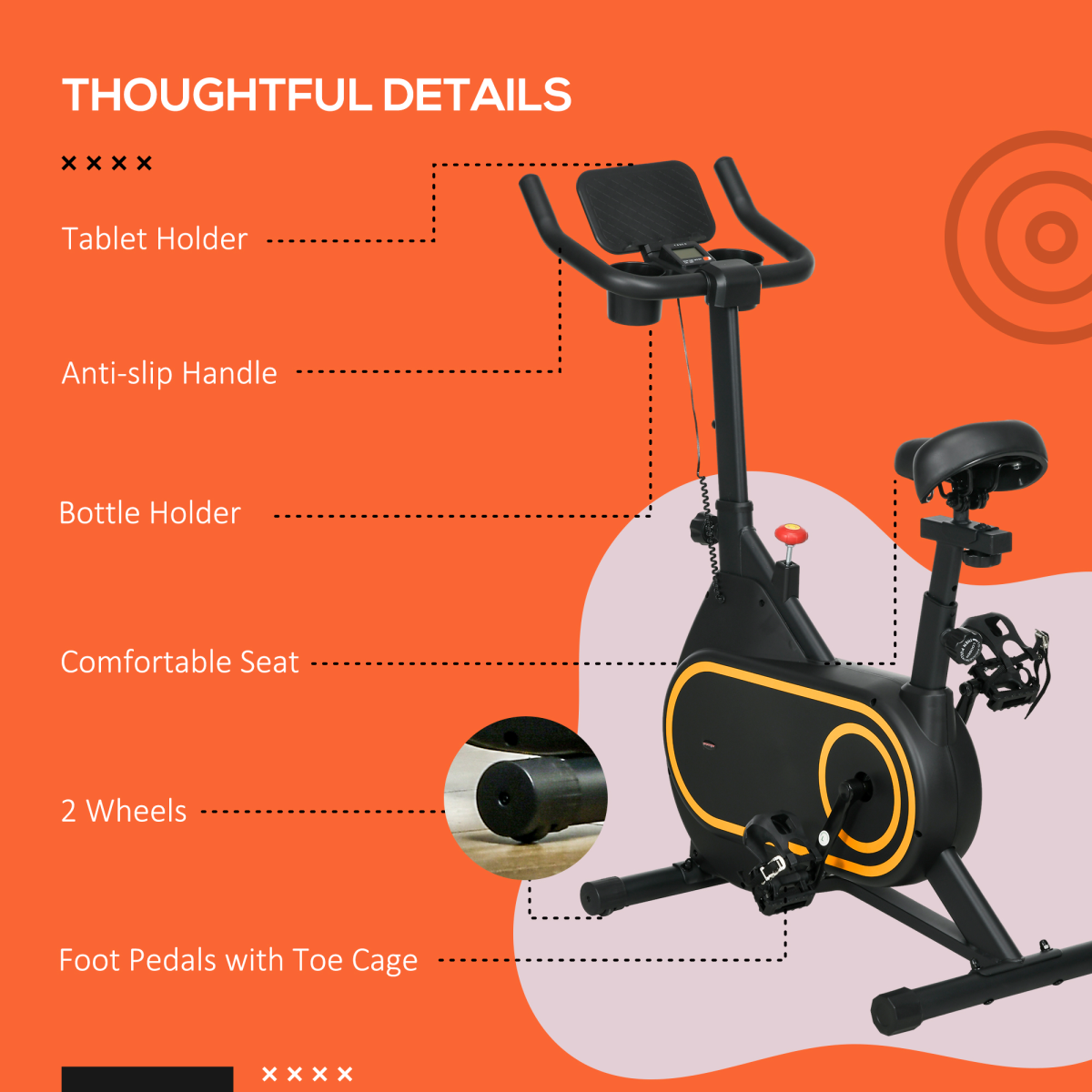 8-Level Resistance Stationary Exercise Bike