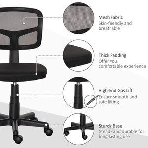 Vinsetto Small Office Chair without Arms, Ergonomic Swivel Mesh Desk Chair - Bert Joseph 