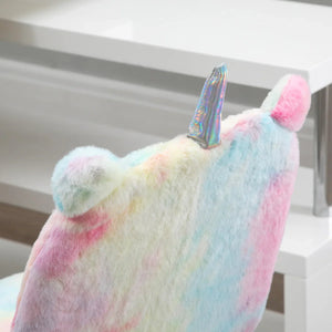 Vinsetto Fluffy Unicorn Office Chair w/ Swivel Wheel, Cute Desk Chair, Rainbow - Bert Joseph 
