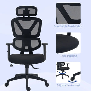 Vinsetto Mesh Office Chair Swivel Desk Chair w/ Adjustable Height Headrest Black - Bert Joseph 