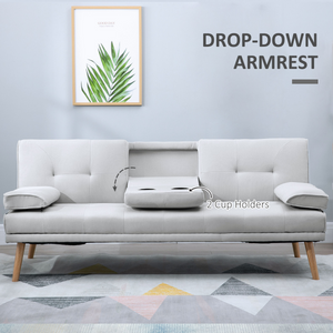 HOMCOM 3 Seater Sofa Bed Scandi Style Recliner Adjustable Back Middle Table - Bert Joseph 