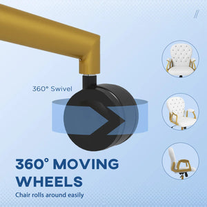 Vinsetto Home Office Chair Button Tufted Desk Chair with Swivel Wheels White - Bert Joseph 