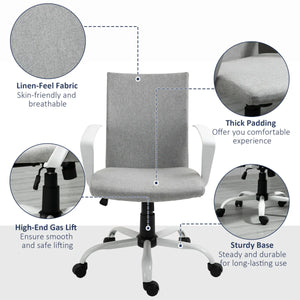 Office Chair Linen Swivel Computer Desk Chair Home Study Task Chair, Light Grey - Bert Joseph 