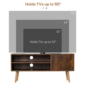 HOMCOM TV Unit Cabinet for TVs up to 55Inches with Cupboard Shelves, Brown