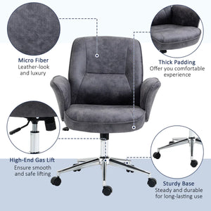 Swivel Computer Office Chair Mid Back Desk Chair for Home, Deep Grey - Bert Joseph 