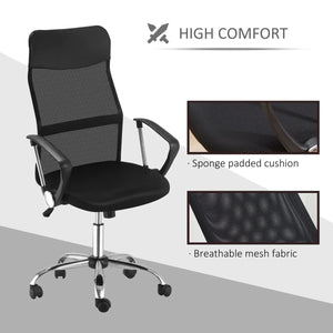 Executive Office Chair High Back Mesh Chair Seat Office Desk Chairs, Black - Bert Joseph 