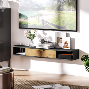 HOMCOM 120 cm Floating TV Unit with Storage Entertainment Media Console Grey